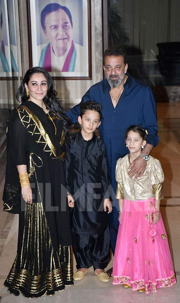 Sanjay Dutt and his family celebrating Diwali at their residence ...