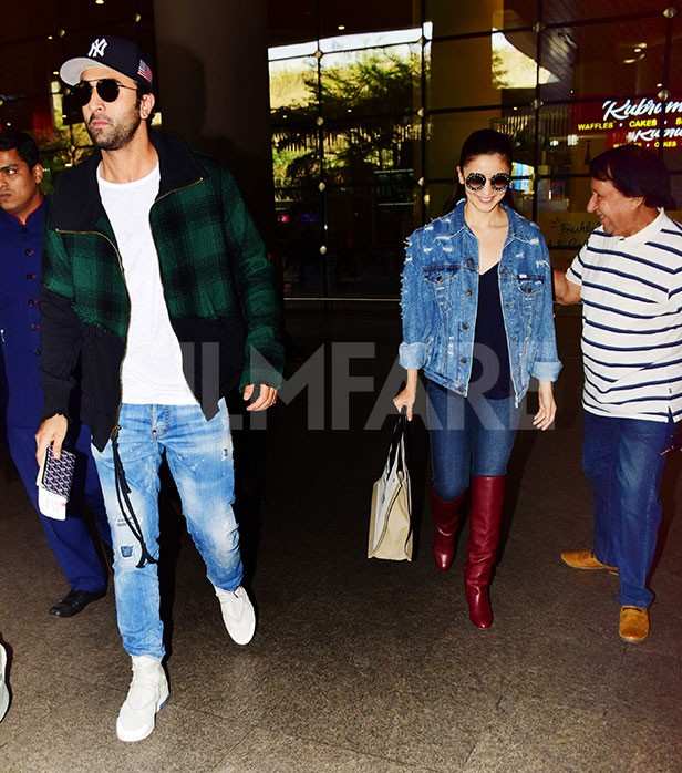 Alia Bhatt and Ranbir Kapoor return from New York in coordinated outfits