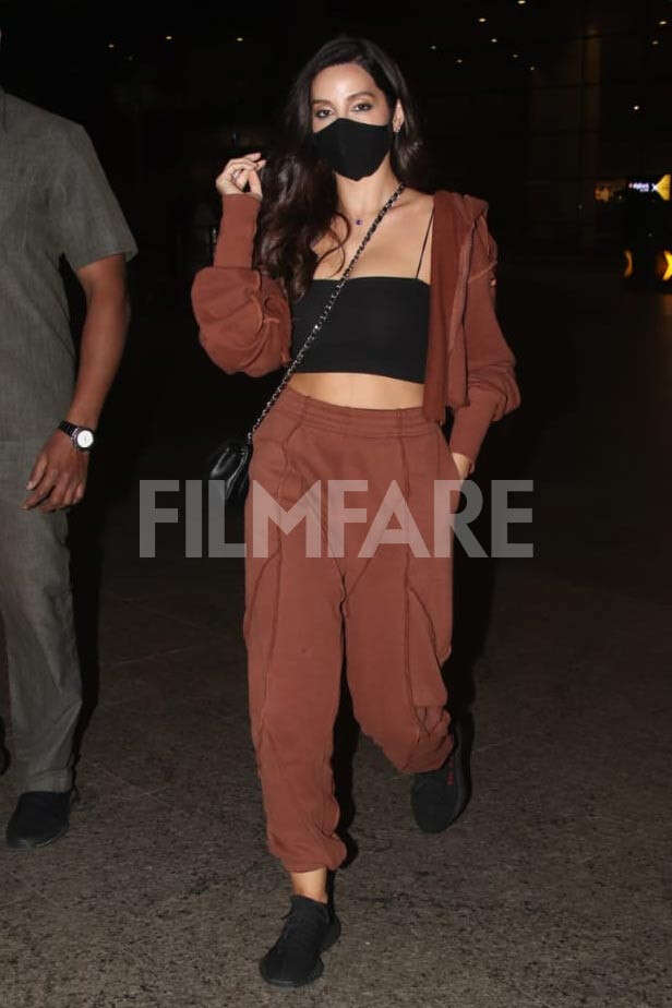 Beautiful Nora Fatehi In COMFY CHANEL Sweats At The Airport 