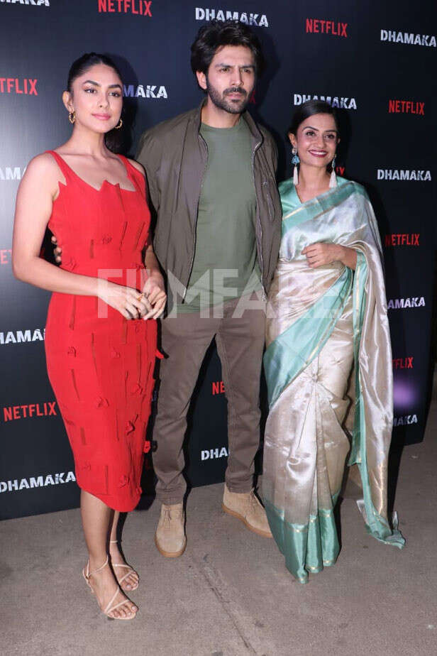 Kartik Aaryan, Mrunal Thakur, Amruta Subhash
