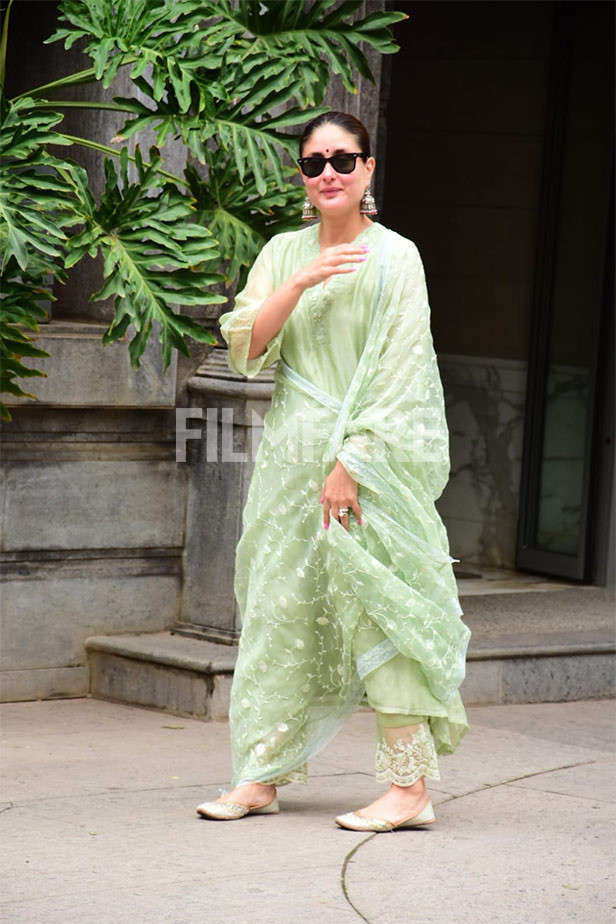 Kareena Kapoor in monotone satin shirt and parachute pants nails Friday  casual fashion. Check out pics inside | Hindustan Times