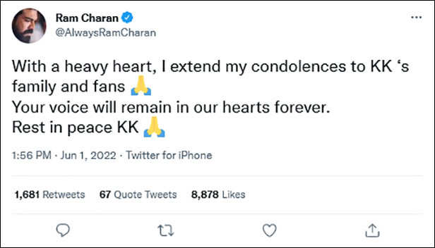 Celebrities mourn the passing of KK