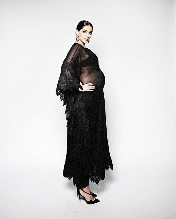 Pregnant Sonam Kapoor in ivory drape ensemble looks straight out