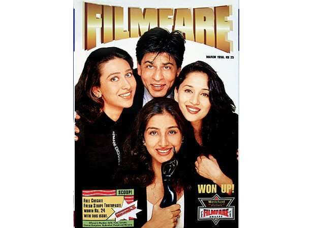 March 1998 The Dil Toh Pagal Hai team is joined by Tabu who won for Virasat.  Four's company.  Yes!
