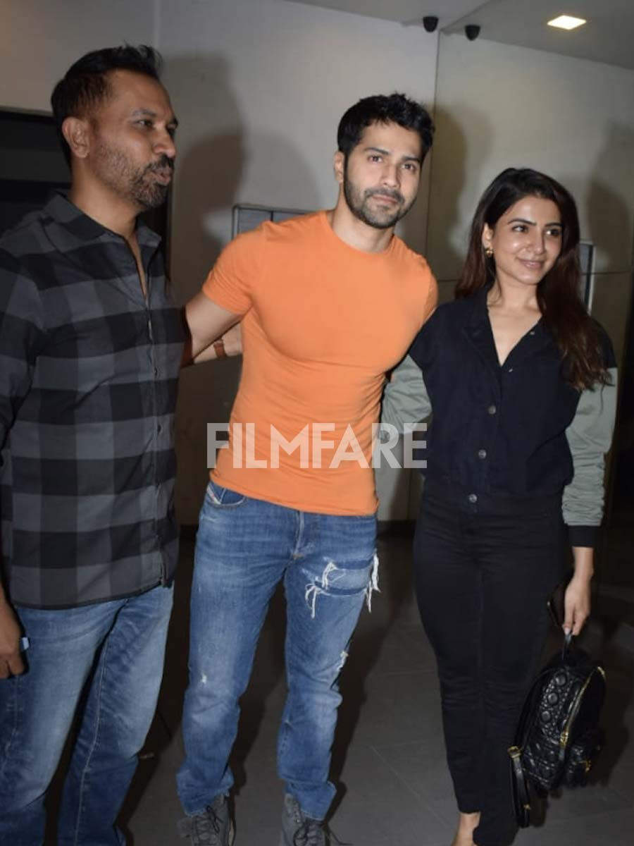 Varun Dhawan and Samantha are all smiles as they get clicked in Andheri ...