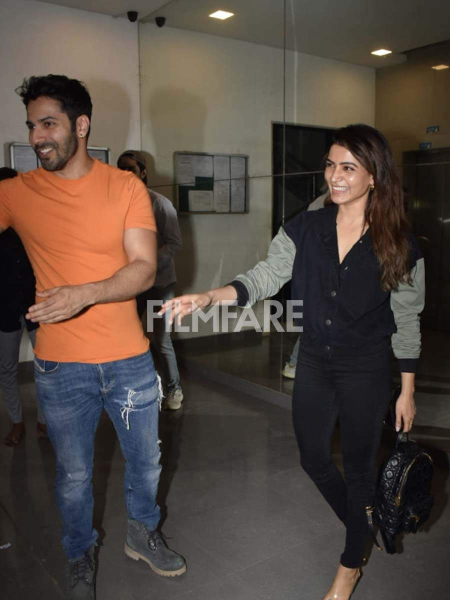 Varun Dhawan and Samantha are all smiles as they get clicked in Andheri ...