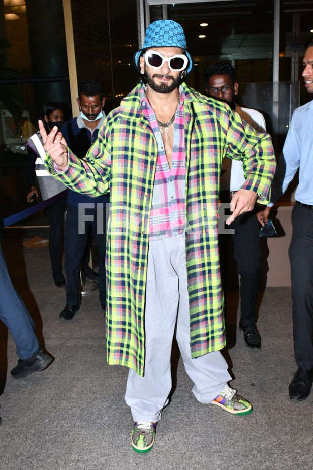 Ranveer Singh clicked with family at the airport showcasing his quirky  style 