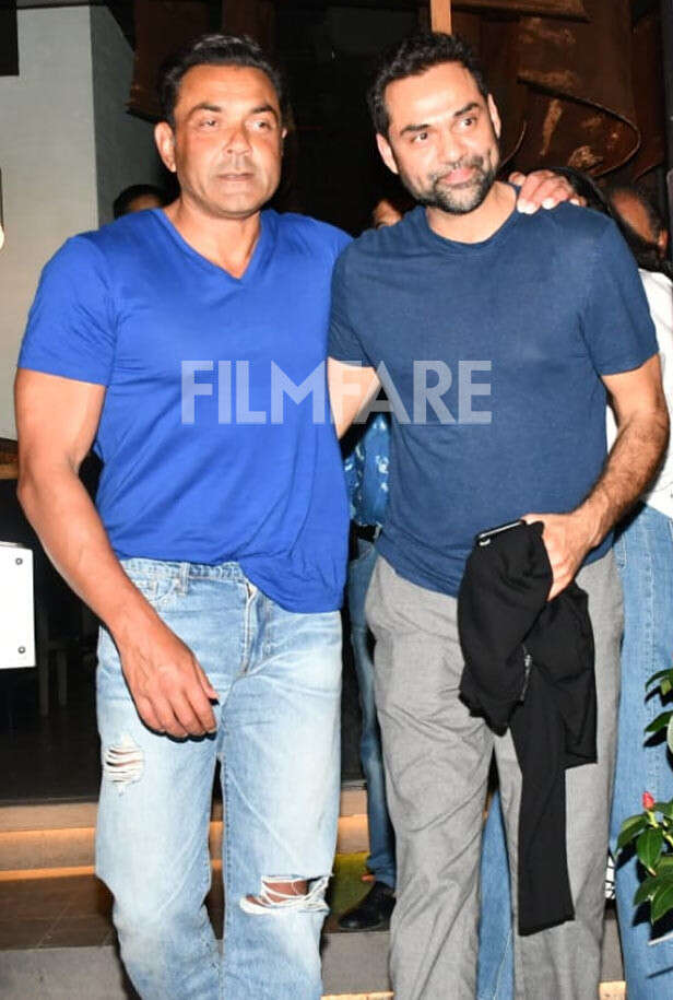 Bobby Deol and Abhay Deol photographed at an upscale eatery in Bandra ...