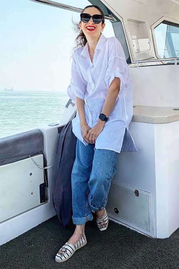White tee and blue denim