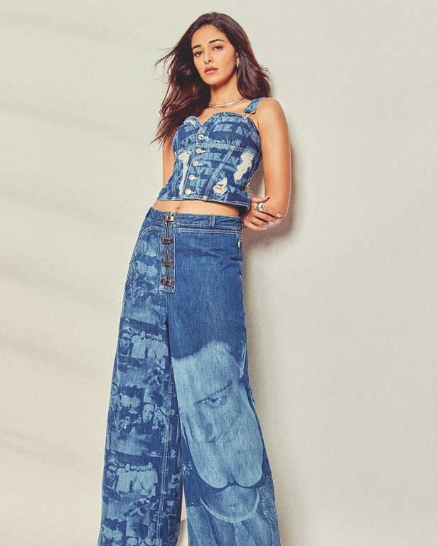 Ananya Panday in bralette and jeans proves denim-on-denim trend is