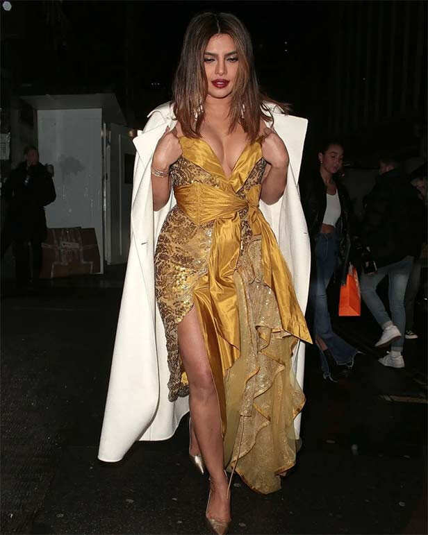 Priyanka Chopra Takes Over London In A Gorgeous Golden Dress See Pics Filmfare Com