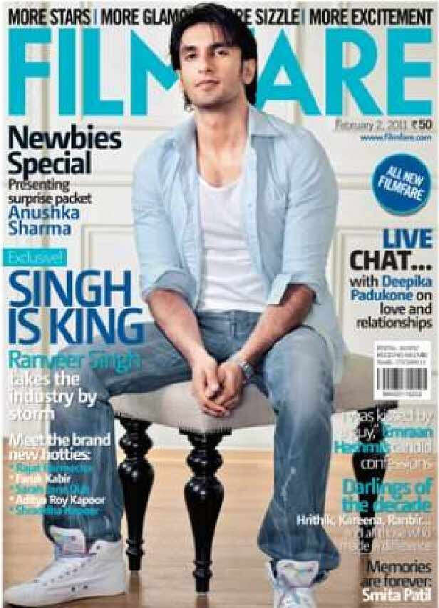 Ranveer Singh on the Filmfare, February 2011 cover