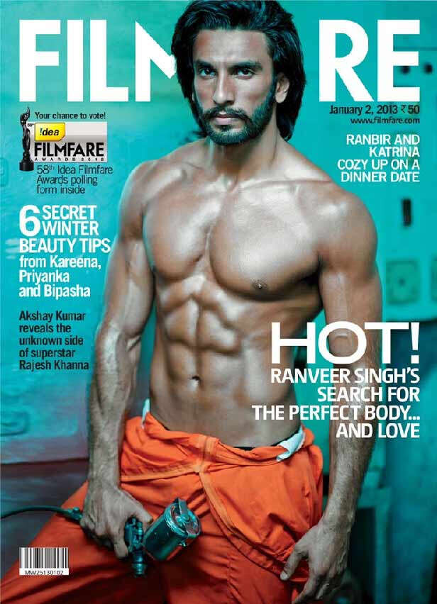 Ranveer Singh on the Filmfare, January 2013 cover