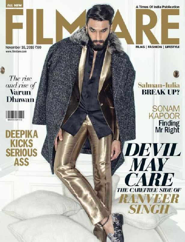 Ranveer Singh on the Filmfare, November 2016 cover