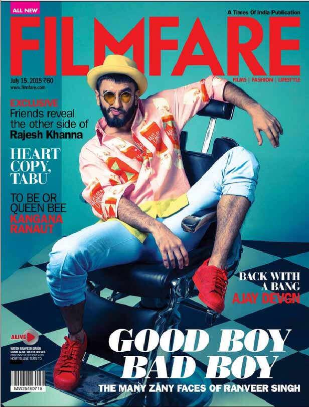 Ranveer Singh on the Filmfare, July 2015 cover