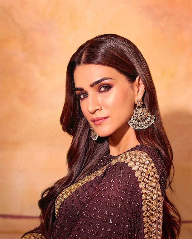Kriti Sanon Looks Mesmerising In A Shimmery Brown Saree See Pics