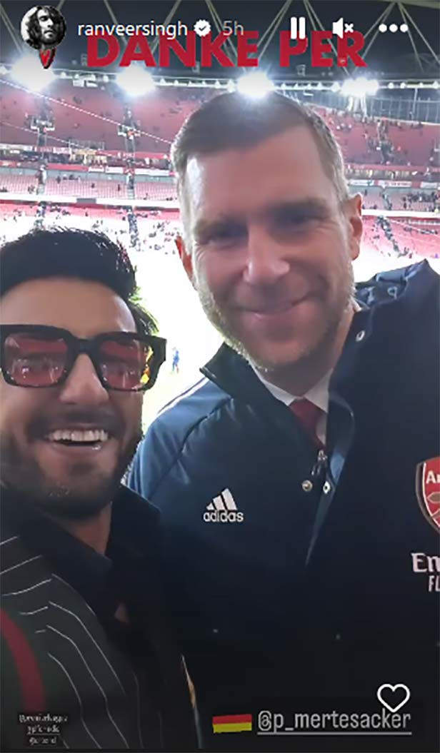 Football fanboy Ranveer soaks in Premier League action, meets legends of  the game