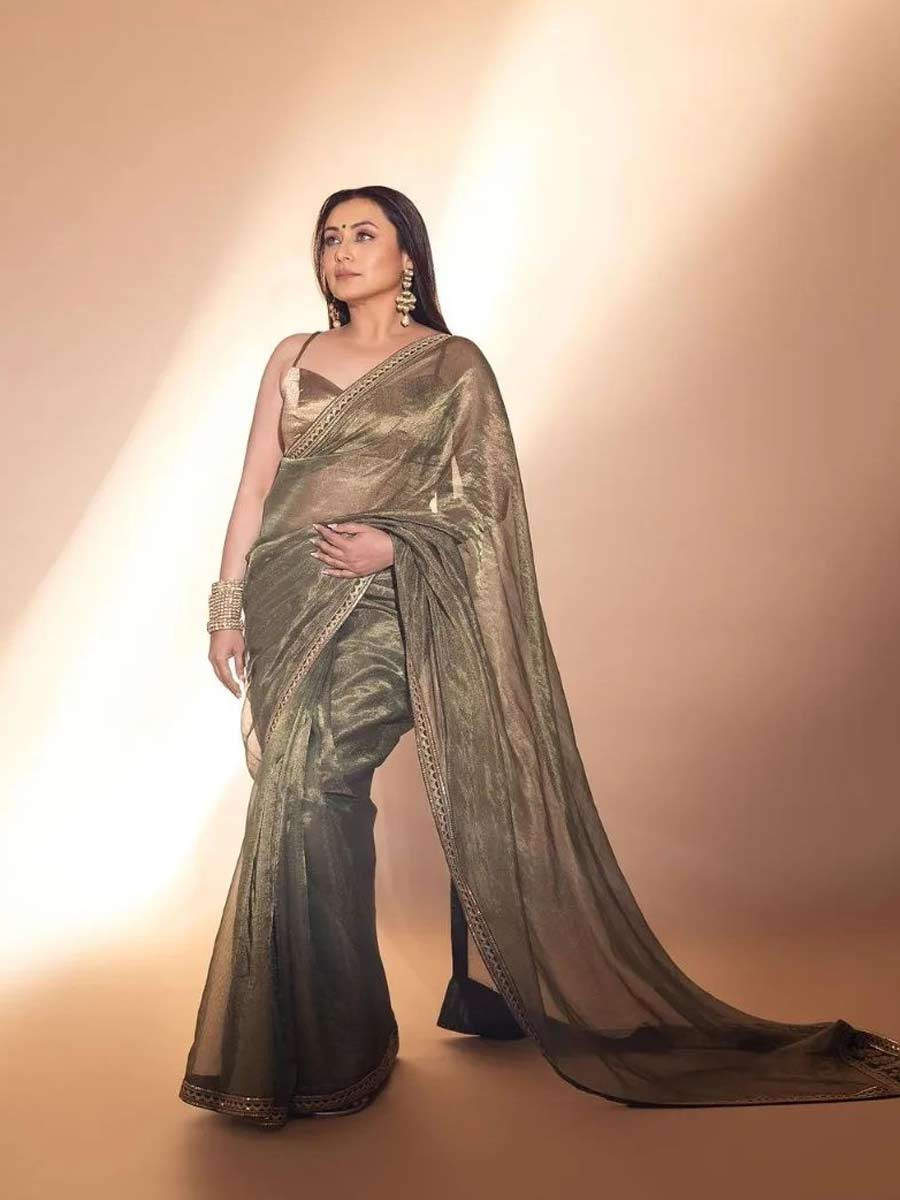 Madhuri Dixit Looks Like Royalty In A Grey Sequined Saree And Shoes; See  Pictures