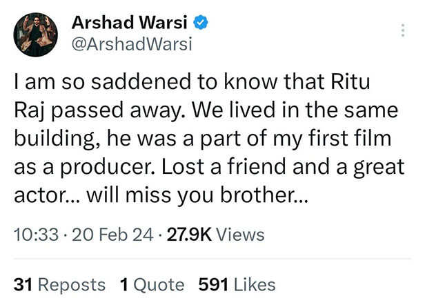 Celebs mourn Rituraj Singh