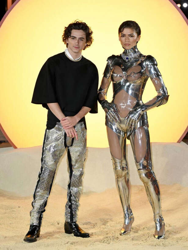 Zendaya turns heads at the Dune 2 premiere in a see-through robot suit ...