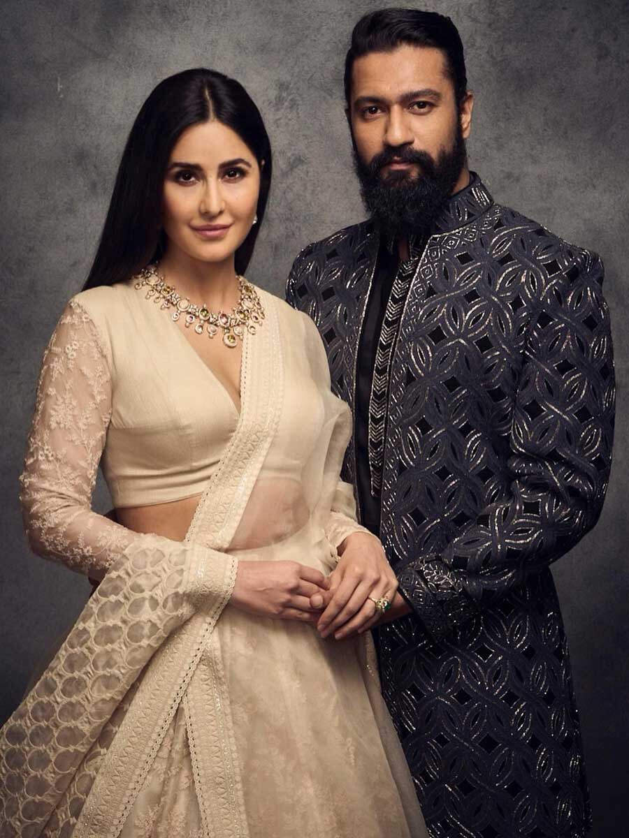 Katrina Kaif and Vicky Kaushal serve looks in regal ethnic ensembles ...