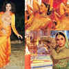Shriya Saran in a pink saree at Kabzaa Movie Song Launch