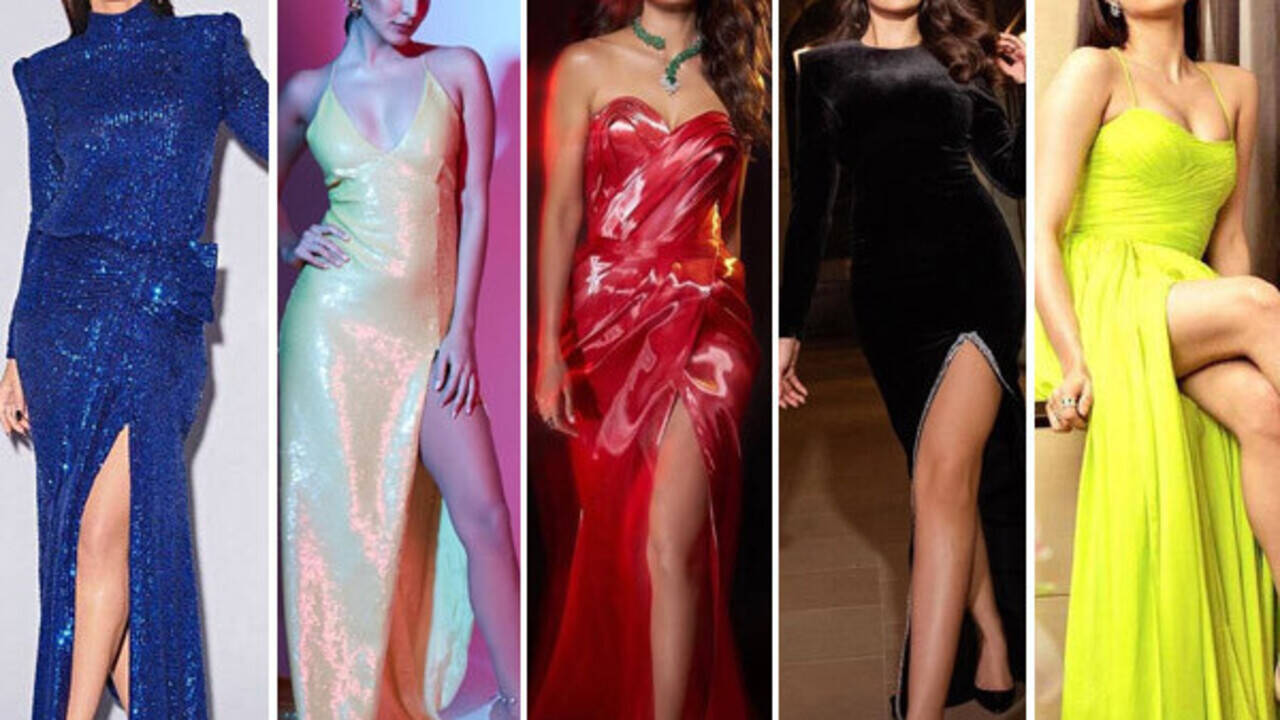 bollywood actress in satin dress Kriti