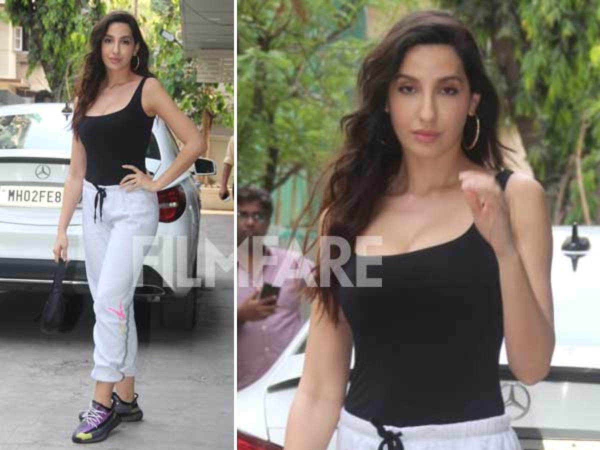 Nora Fatehi photographed in comfy athleisure wear in the city