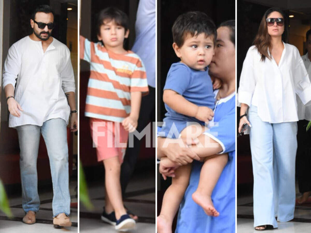 Taimur poses on jeep; Jeh photobombs Kareena, Saif Ali Khan