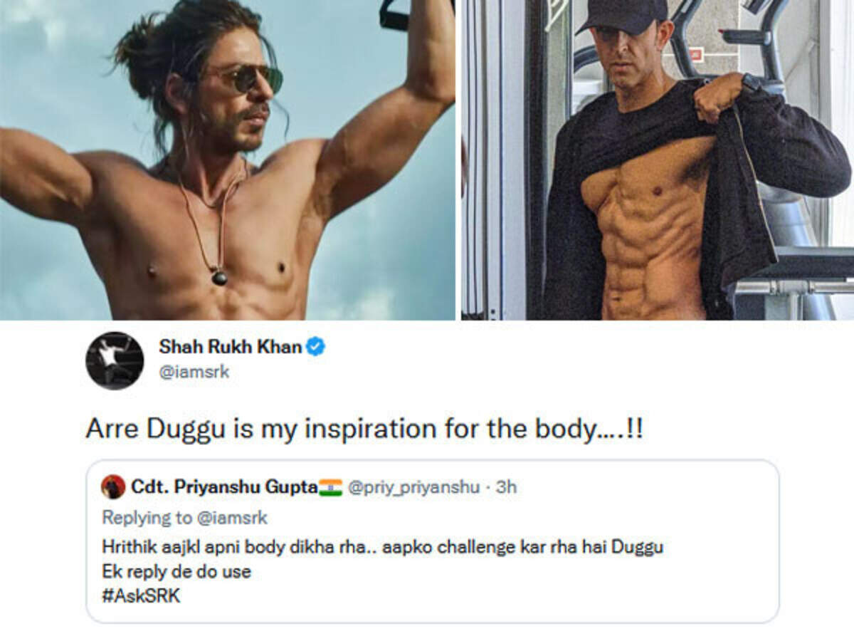 Here's a funny reply Shah Rukh Khan gave when people compared his physique to Hrithik Roshan Here's a funny reply Shah Rukh Khan gave when people compared his physique to Hrithik Roshan