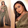 Rani Mukerji goes glam with a golden saree for a festive look. See pics: |  Filmfare.com