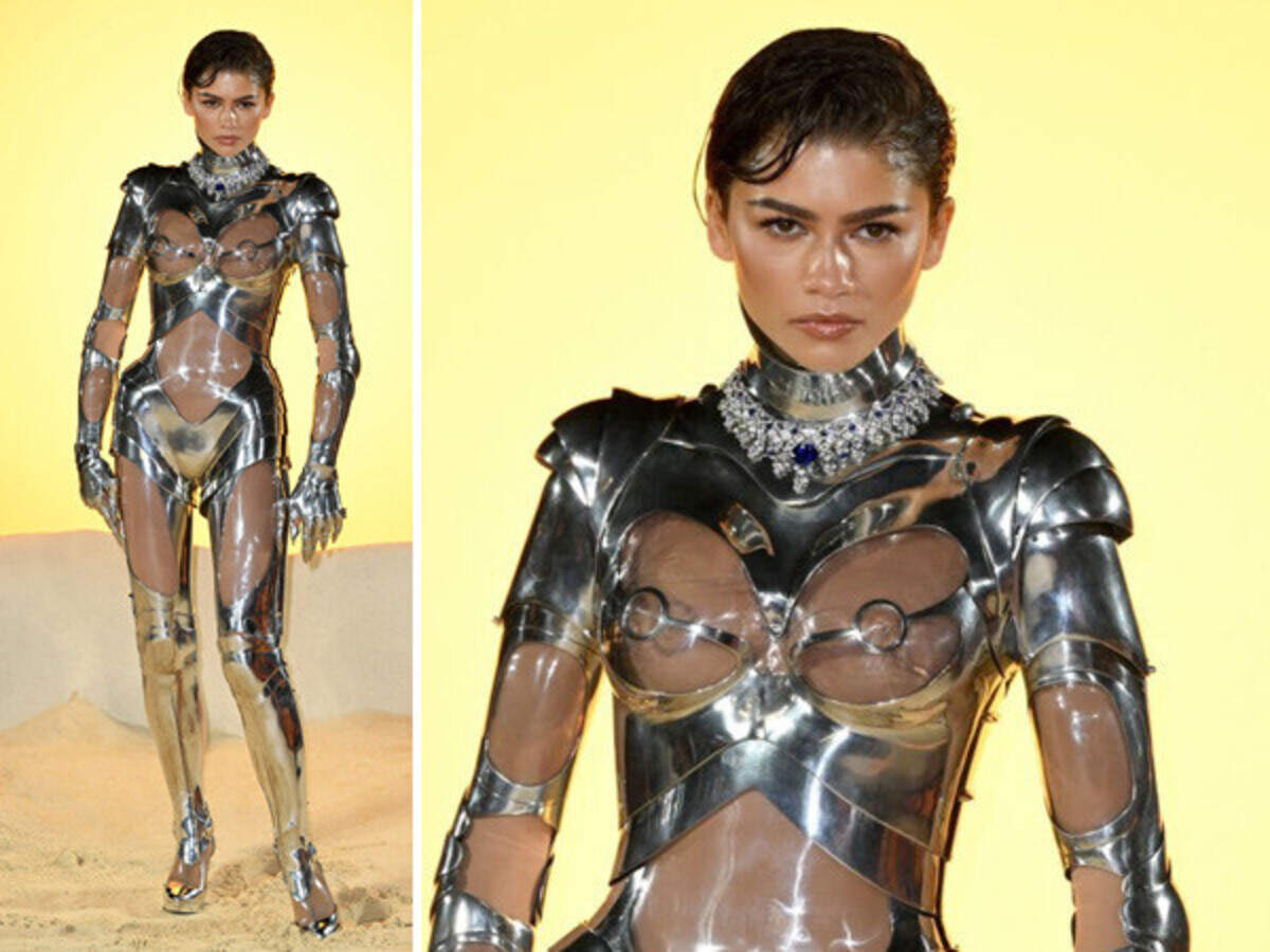 zendaya at the premiere of @dunemovie wearing a chrome suit of