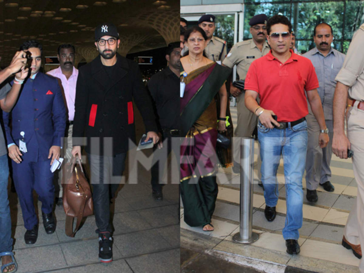 Ranbir Kapoor and Ileana D'Cruz spotted at the airport